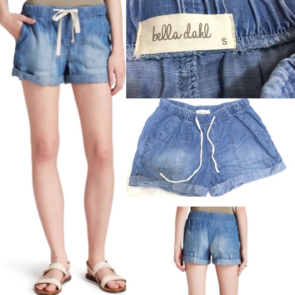 elastic band jean shorts